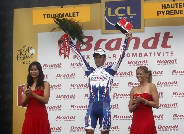 Alexandr Kolobnev (Team Katusha) earned the most aggressive rider award for stage 17.