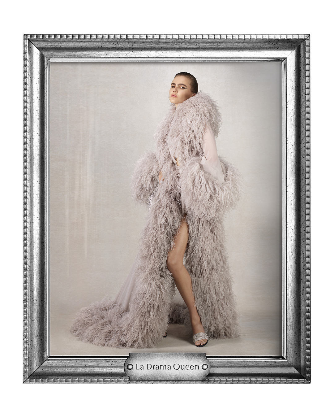 Gucci La Famiglia lookbook silver sequin dress black tights