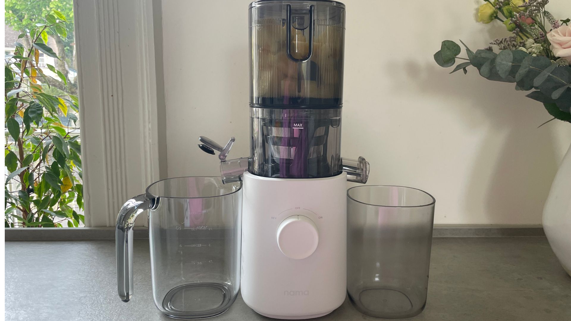 The Nama J2 Juicer in our test kitchen being used for review