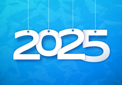 rendering of the numbers 2025 hanging from strings