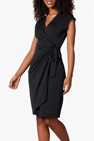 Amazon Essentials Women's Classic Cap Sleeve Wrap Dress (available in Plus Size), Black, X-Large