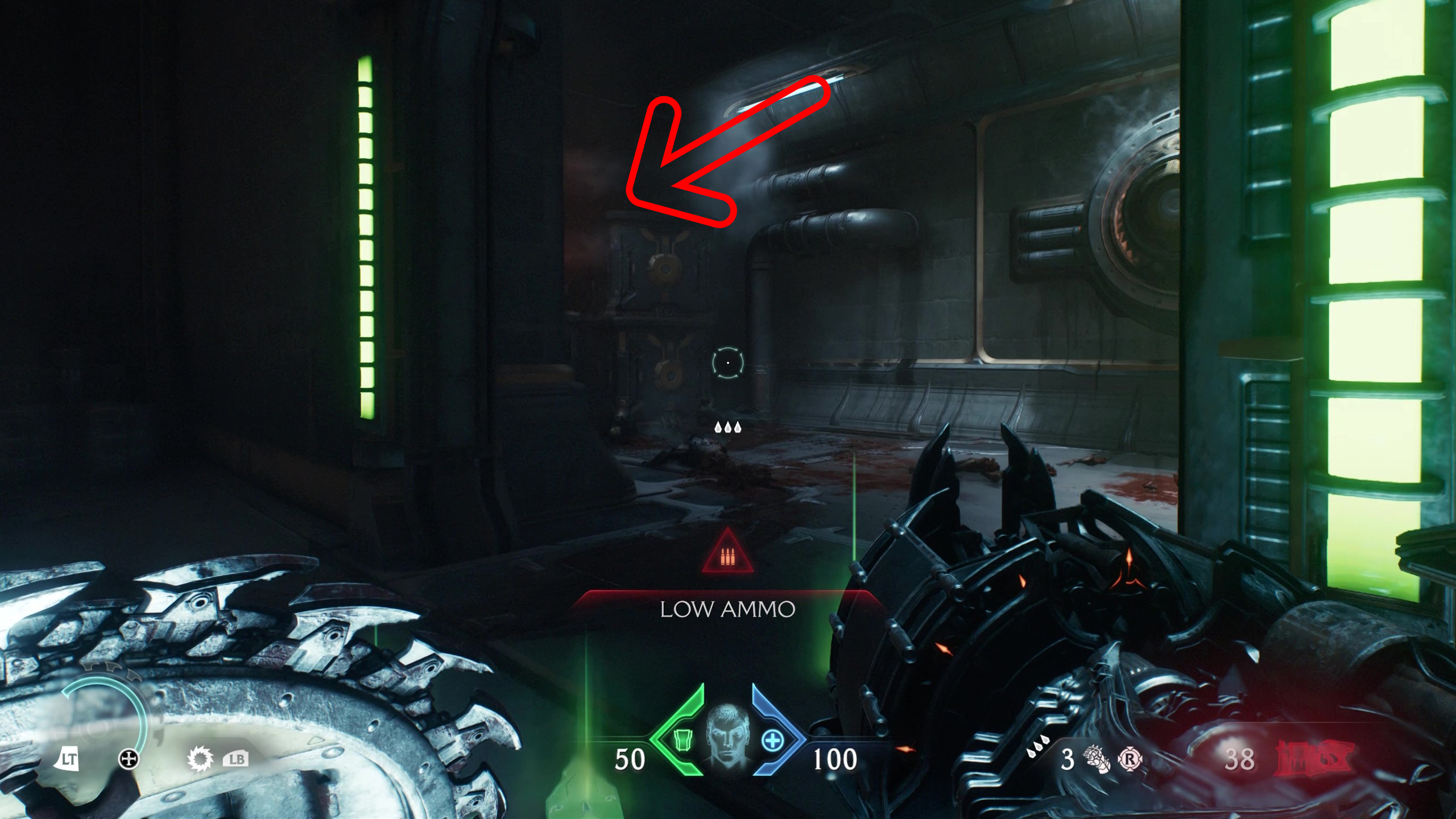 Doom: The Dark Ages Hebeth secrets - A hidden path between boxes blocking a hallway.