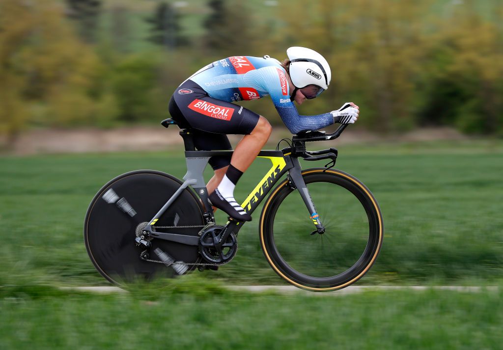 LUXEMBOURG LUXEMBOURG APRIL 30 Thalita De Jong of Netherlands and Team Bingoal Casino Chevalmeire during the 13th Ceratizit Festival Elsy Jacobs 2021 Prologue a 22km Individual Time Trial stage from Luxembourg to LuxembourgCessange 305m ITT felsy UCIProSeries April 30 2021 in Luxembourg Luxembourg Photo by Bas CzerwinskiGetty Images