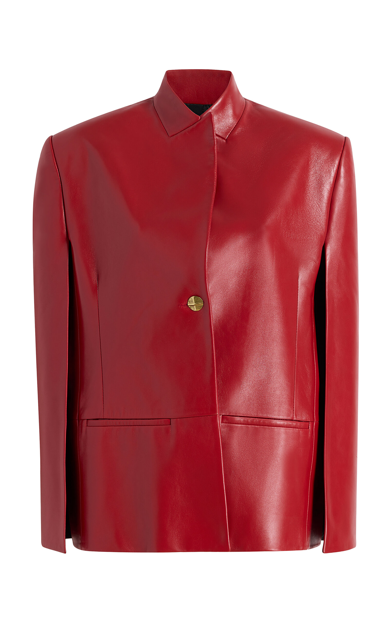 Dolso Cape-Sleeve Plonge Leather Jacket