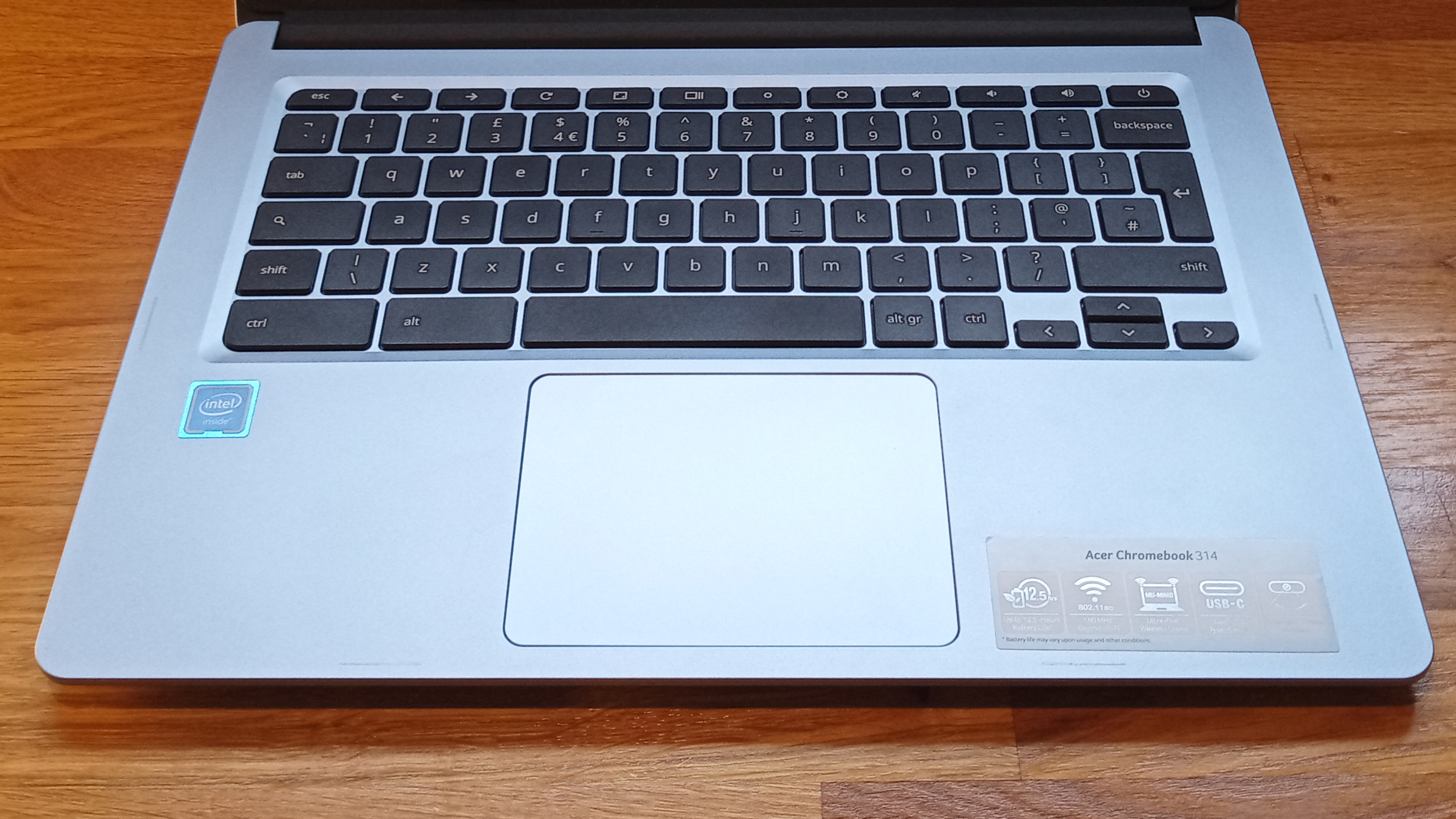 Acer Chromebook 314 review, laptop trackpad photo