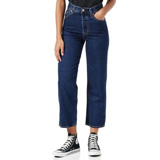 Levi's Ribcage jeans in dark blue on model 