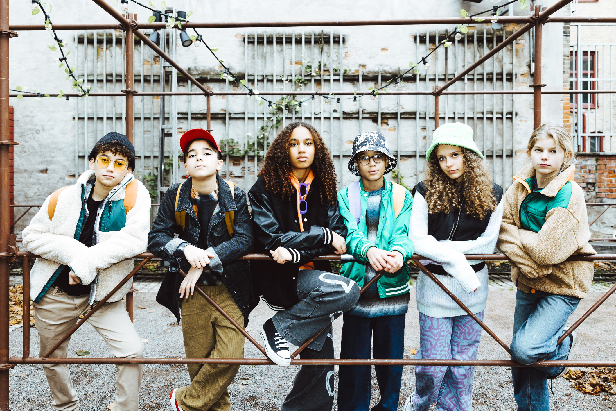 Gen alpha teenagers stood in a row