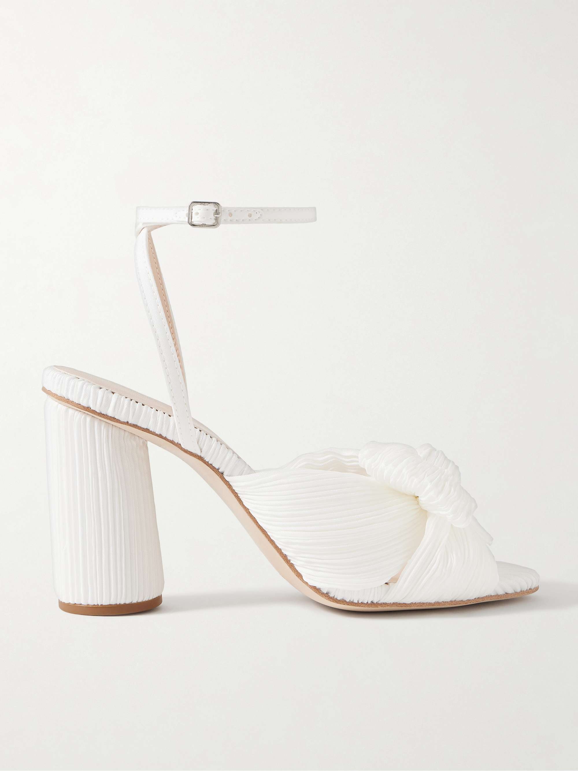 Camellia Bow-Embellished Plissé-Organza Sandals