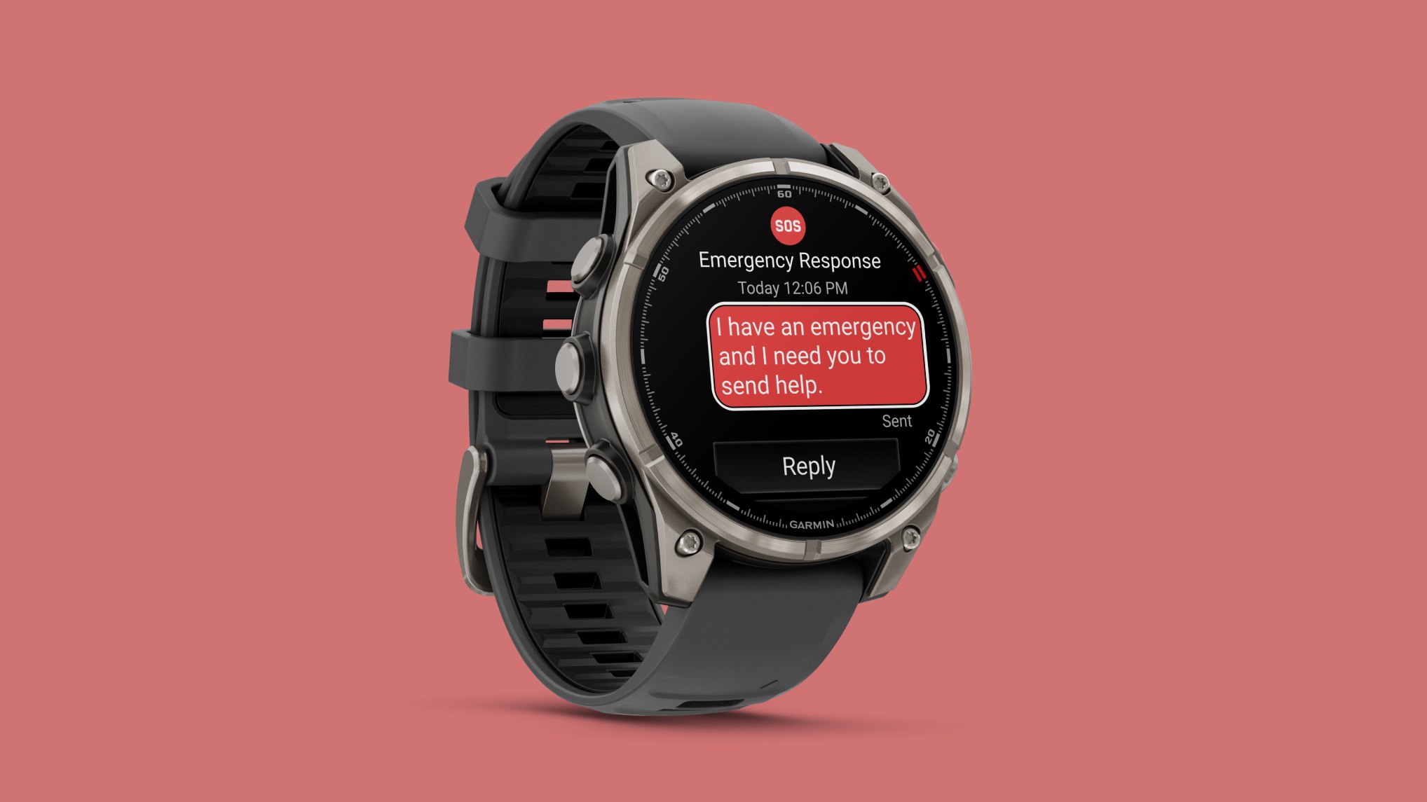 Garmin Fenix 8 Pro watch on salmon background