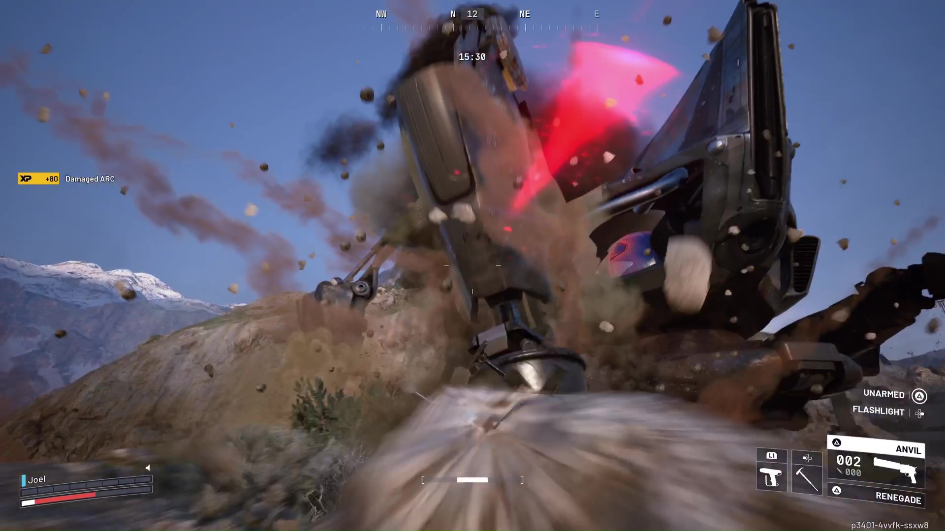 A Matriarch stomps on a player in Arc Raiders. Ow.