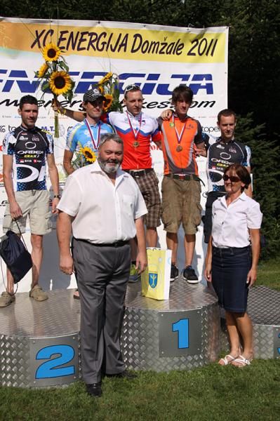 Elite men's podium at the Slovenian XC Nationals