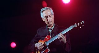 Pat Martino plays his Gibson signature guitar onstage at North Sea Jazz Festival
