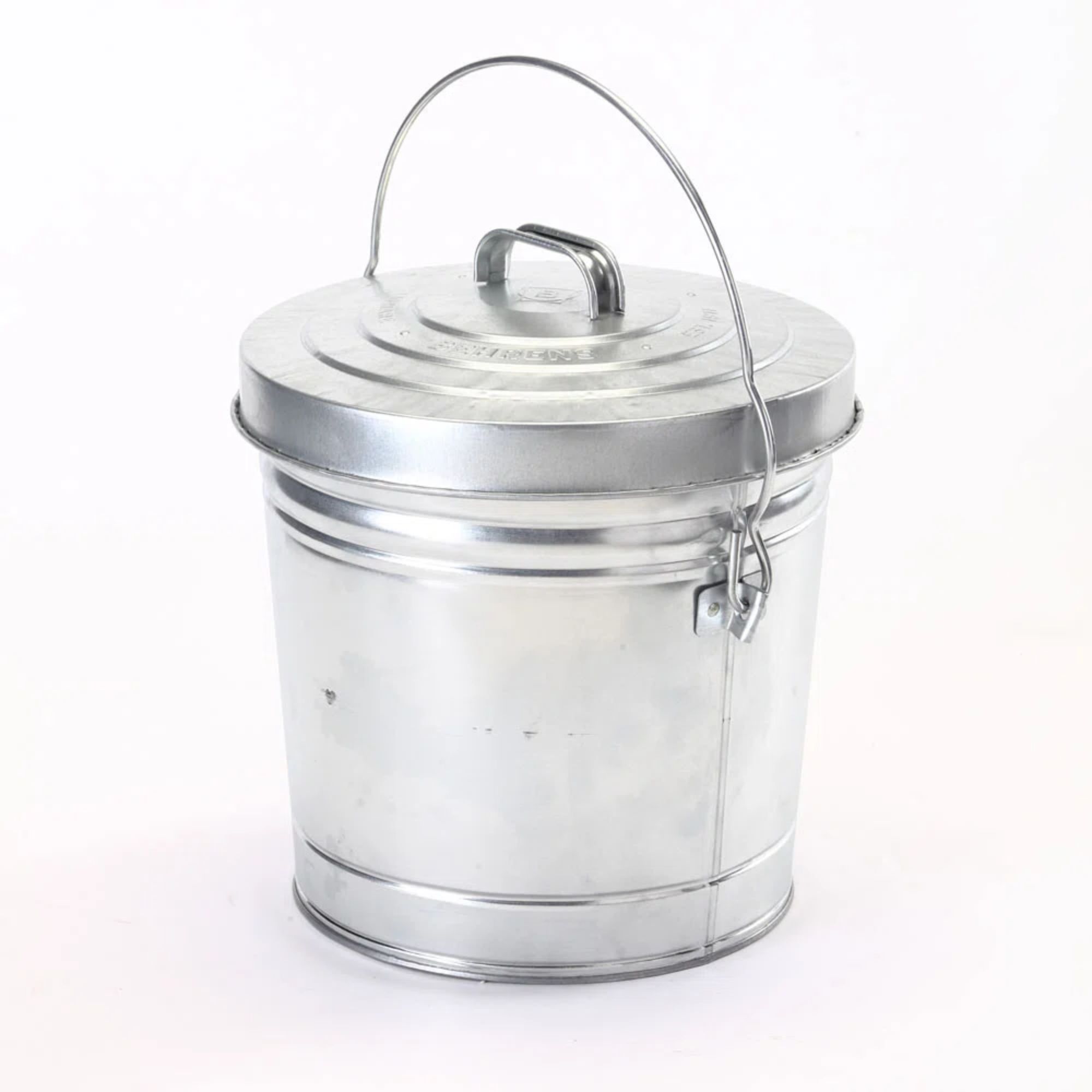 Metal bird seed bin with locking handle