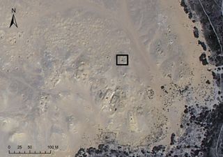 This satellite image of Dahshur, the site of the pyramid of Amenemhet III, was taken in September 2014.