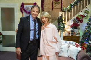 Brian Capron and Helen Worth pose for a shot while filming Gail's exciting exit scenes.