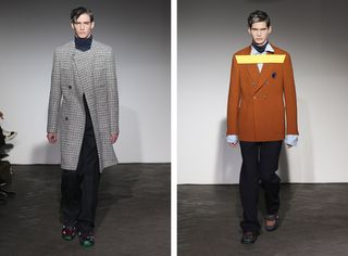 models during Simons' A/W 2013 show at Paris Men's fashion wearing Adidas by Raf Simons