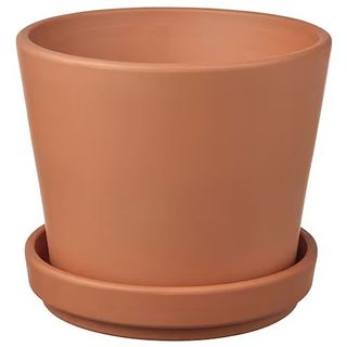 Terracotta plant pot with saucer.
