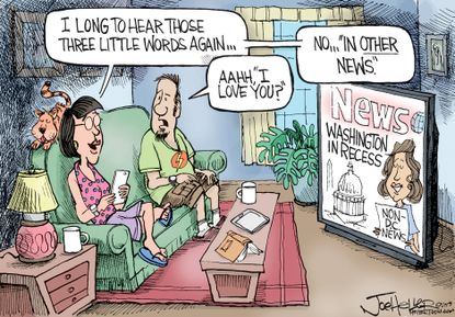 Political cartoon U.S. August recess political news
