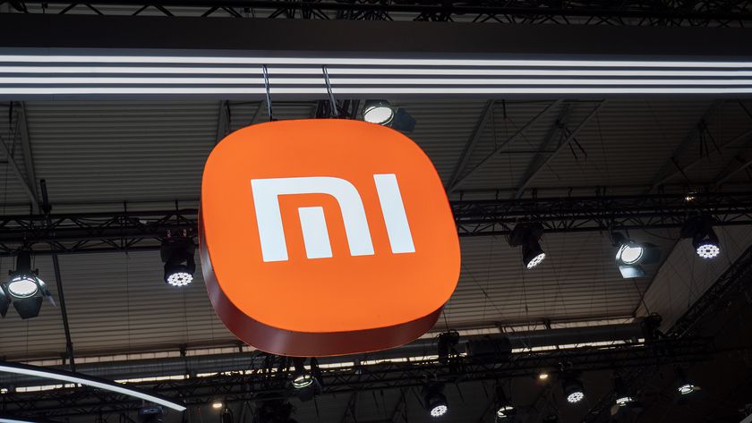 The Xiaomi logo at the company&#039;s MWC 2024 booth