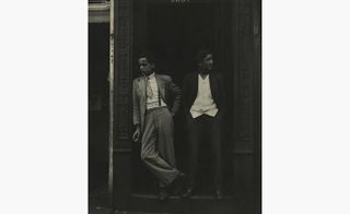 Two Men in Doorway, by Sy Kattelson