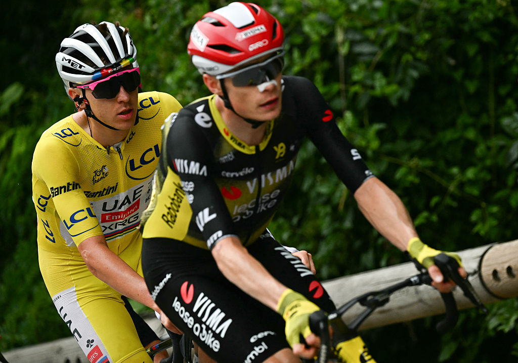 Jonas Vingegaard and Tadej Pogačar on stage 18 at the Tour de France