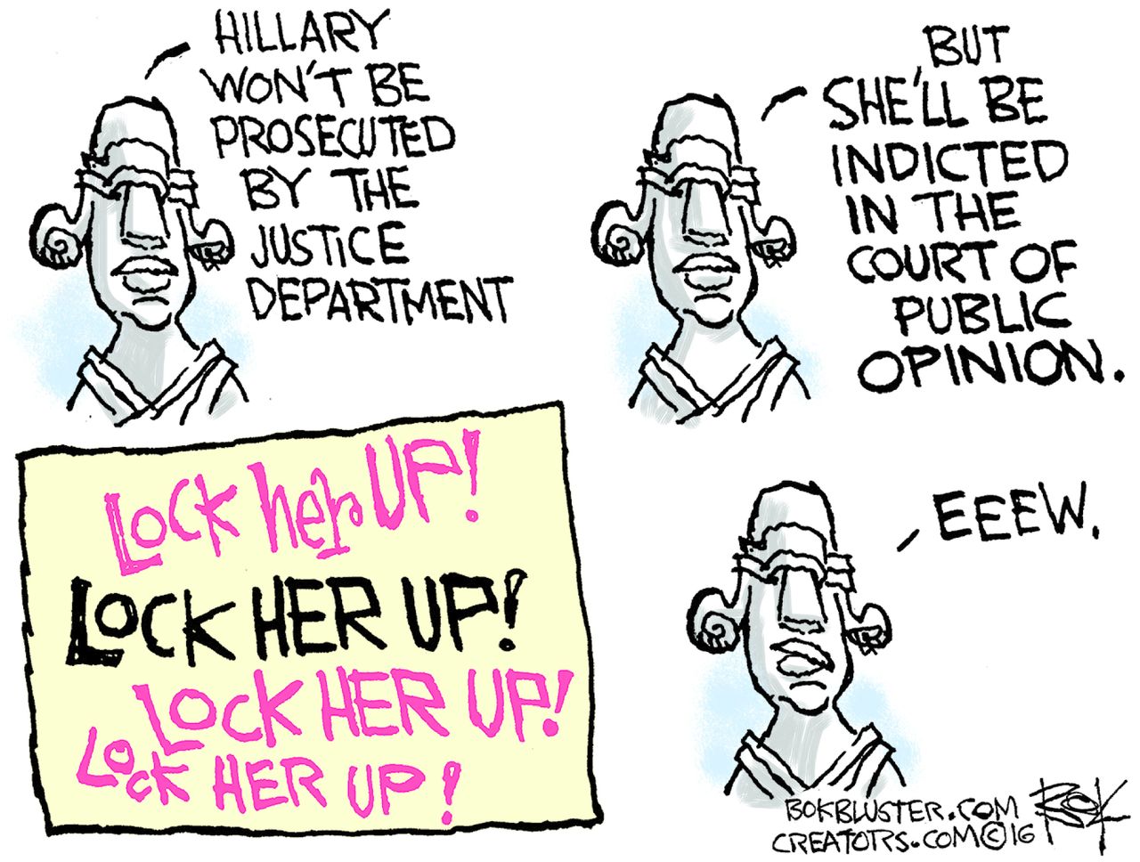 &amp;amp;nbsp;Political cartoon U.S. Clinton indicted by public opinion