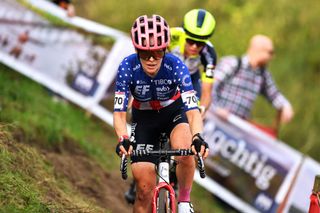 Clara Honsinger competes during the UCI Cyclocross World Cup in Maasmechelen 