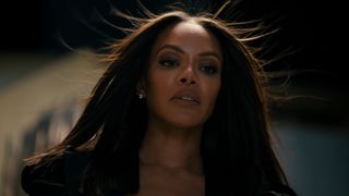 A close-up shot of Crystle Stewart as Mallory in Tyler Perry's Beauty in Black 