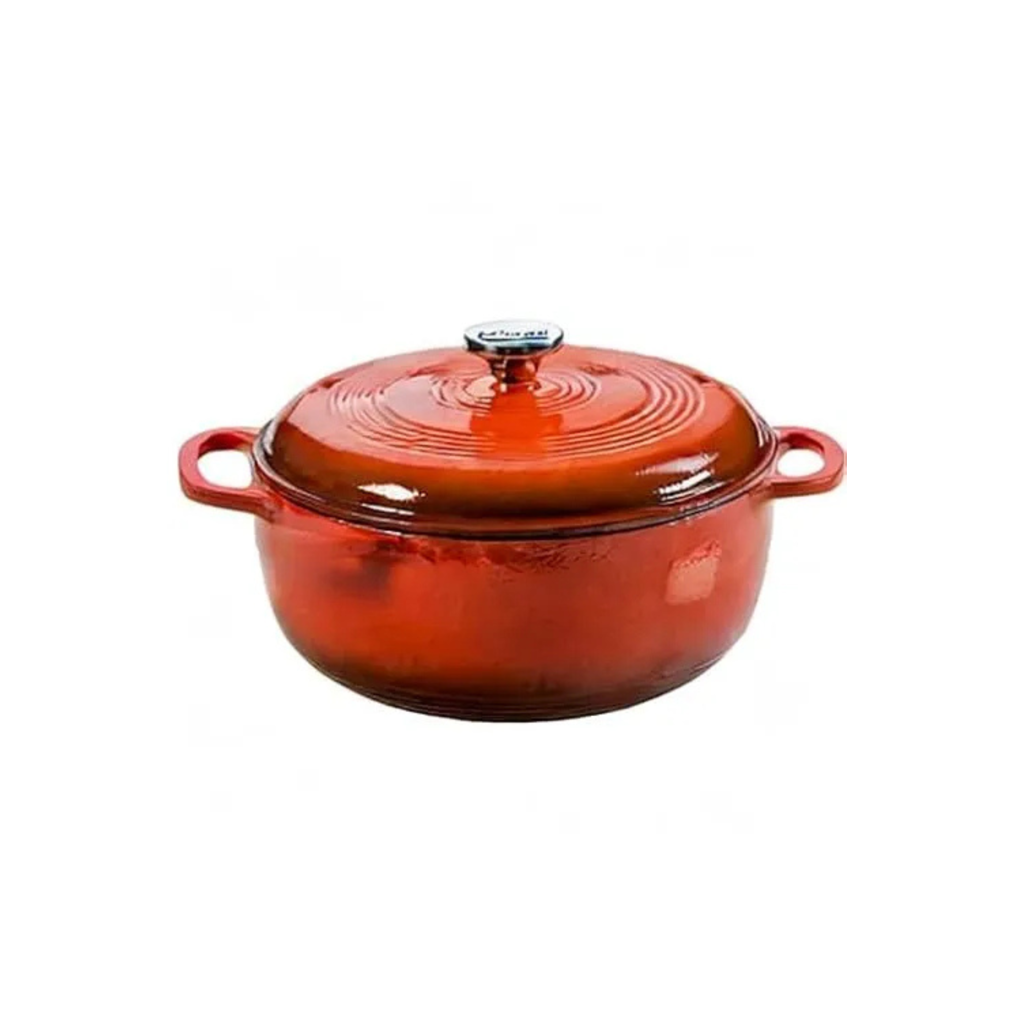 Lodge 6 Quart Enameled Cast Iron Dutch Oven With Lid – Dual Handles – Oven Safe Up to 500° F or on Stovetop - Use to Marinate, Cook, Bake, Refrigerate and Serve – Poppy