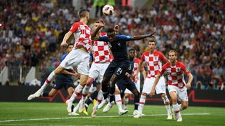 The FIFA 2018 WOrld Cup final between France (in blue) and Croatia