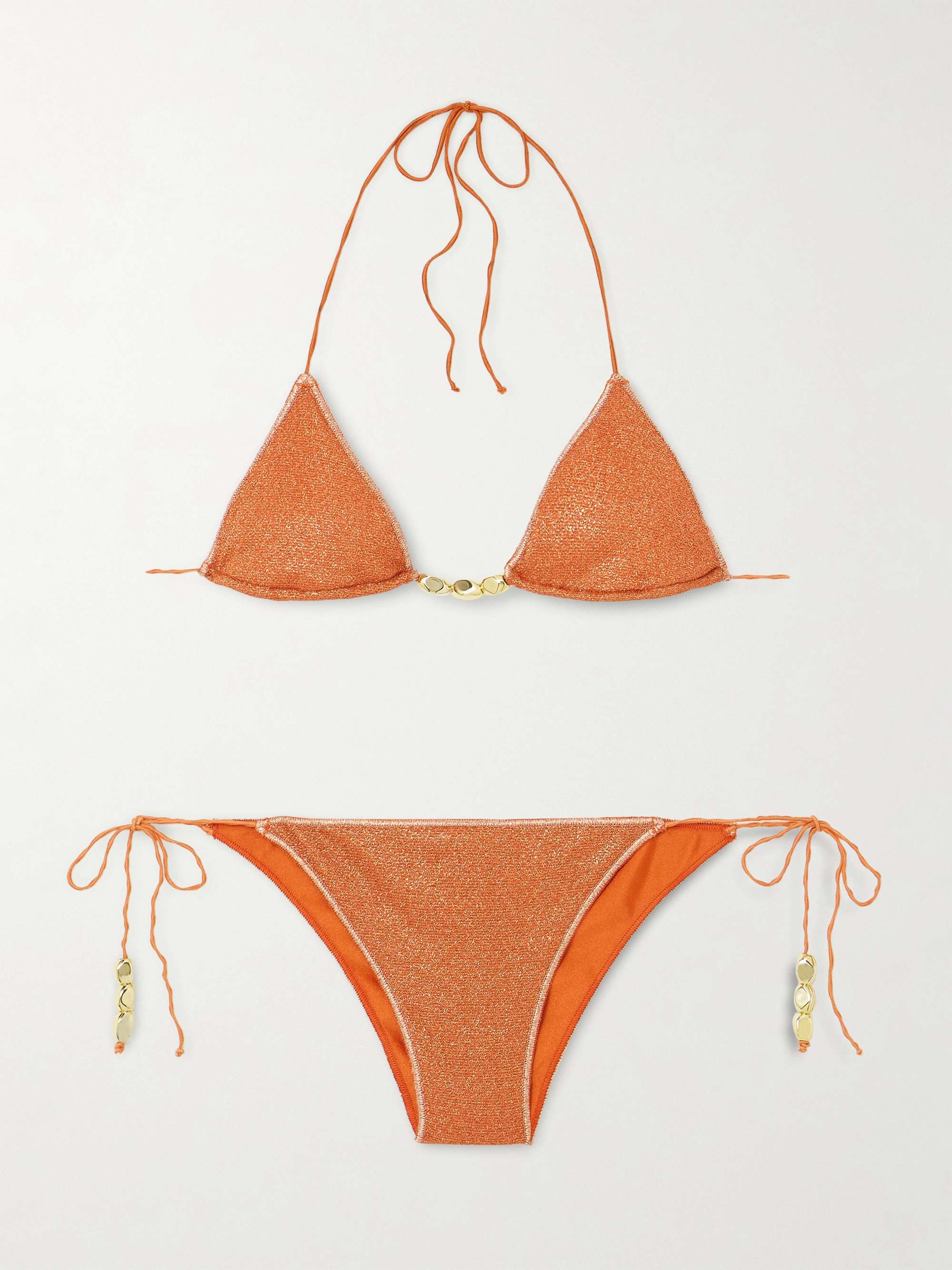 Glazed Lumière Embellished Metallic Triangle Bikini