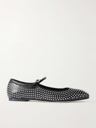 Uma Studded Leather Mary Jane Ballet Flats