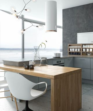 Office and breakfast bar in kitchen by Wren Kitchens
