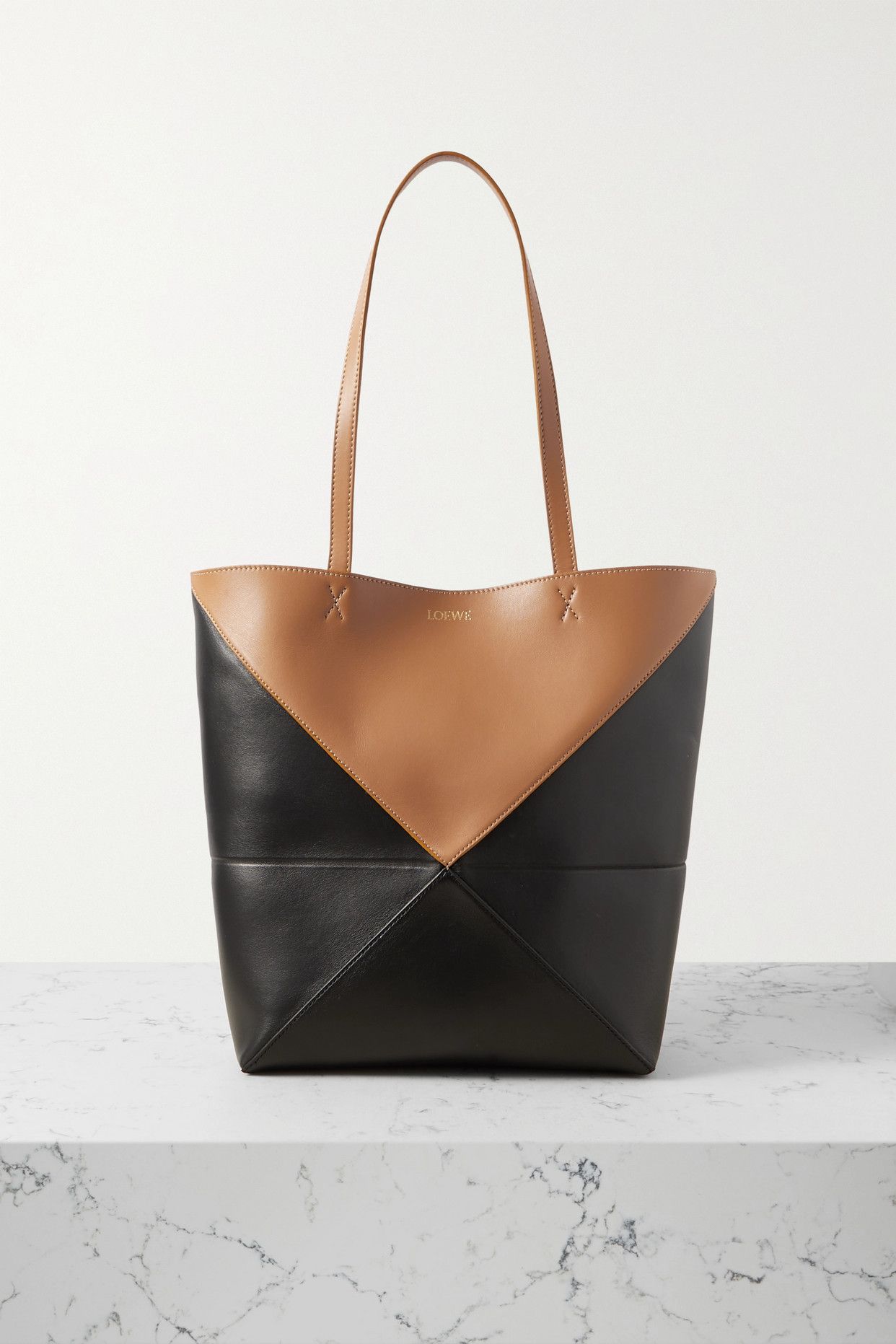Puzzle Fold convertible medium two-tone leather tote bag