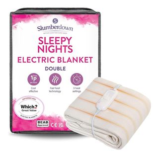 The Slumberdown Sleepy Nights Electric Blanket in pink packaging