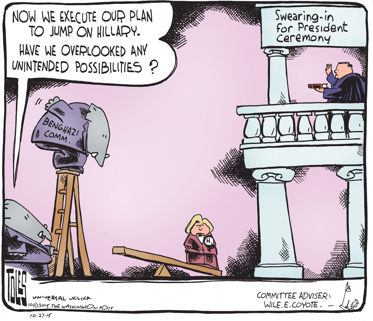 Political cartoon U.S. Hillary Clinton 2016 GOP Benghazi