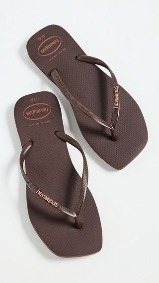 Havaianas Slim Square Logo Pop Up Flip Flops