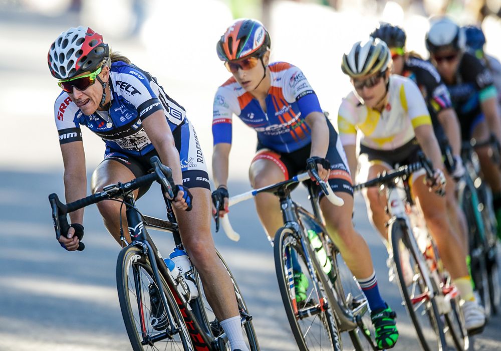 Kristin Armstrong (Twenty 16) leads the breakaway