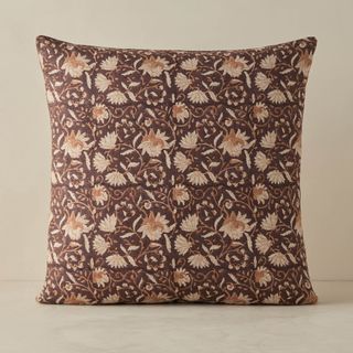 Brown floral print throw pillow