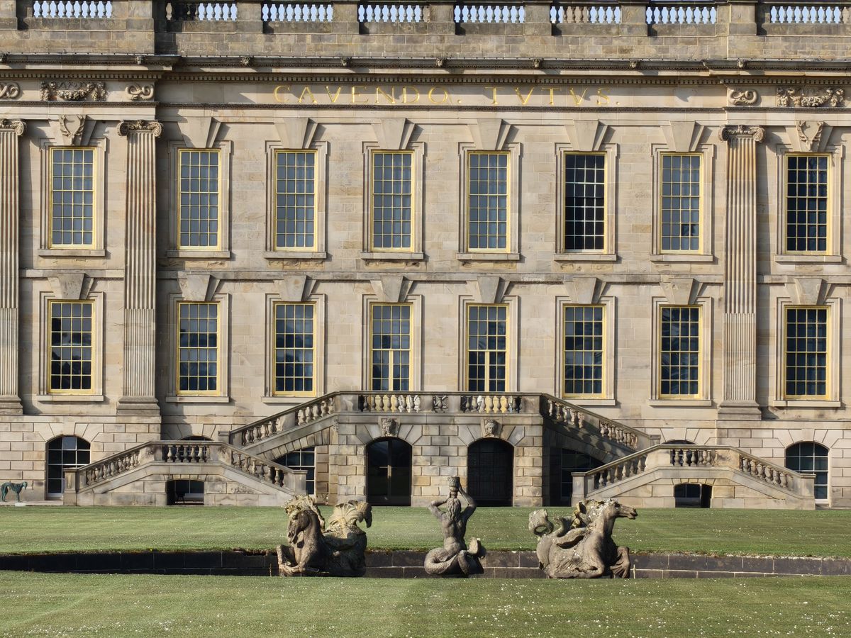 Large manor building in a green park