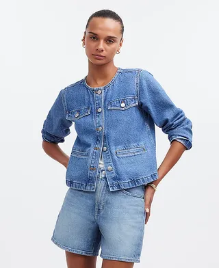 Madewell + Denim Oversized Cargo Shirt Jacket in Palmerston Wash