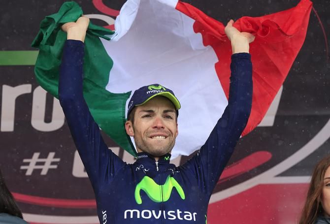 Giovanni Visconti (Movistar) on the podium