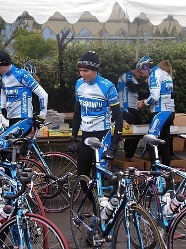 A hive of bikes and bodies as the Discovery boys prepare to ride