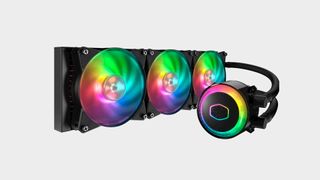 Лучший системы водяного охлаждения AIO 40 Cooler Master MasterLiquid ML360R AIO CPU-кулер на пустом фоне