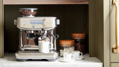 Crate & Barrel's image of the Breville Barista Pro in a pantry nook