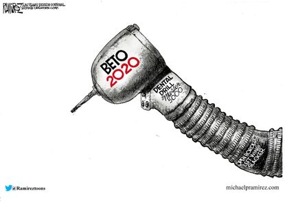 Political Cartoon U.S. Beto ORourke dental drill 2020 election