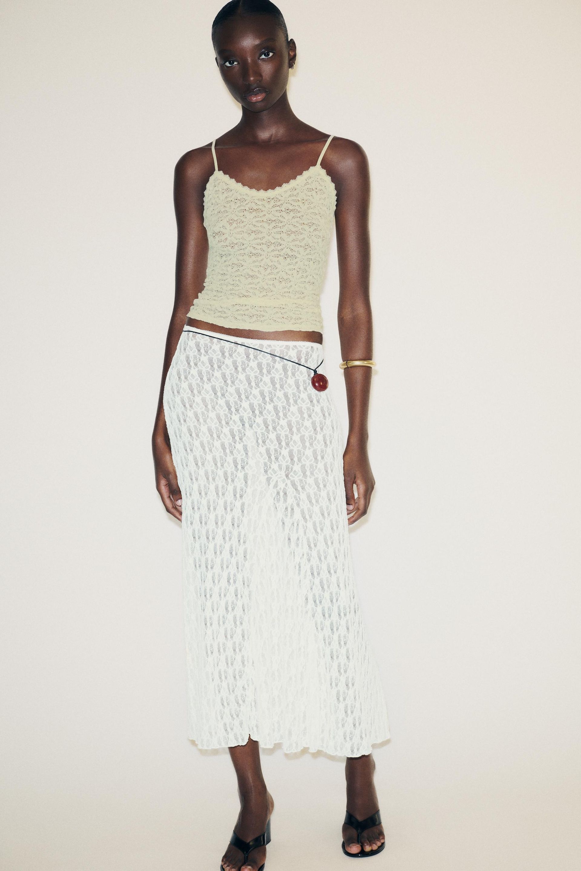 A-Line Long Lace Skirt