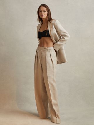 Cassie Linen Wide Leg Suit Trousers