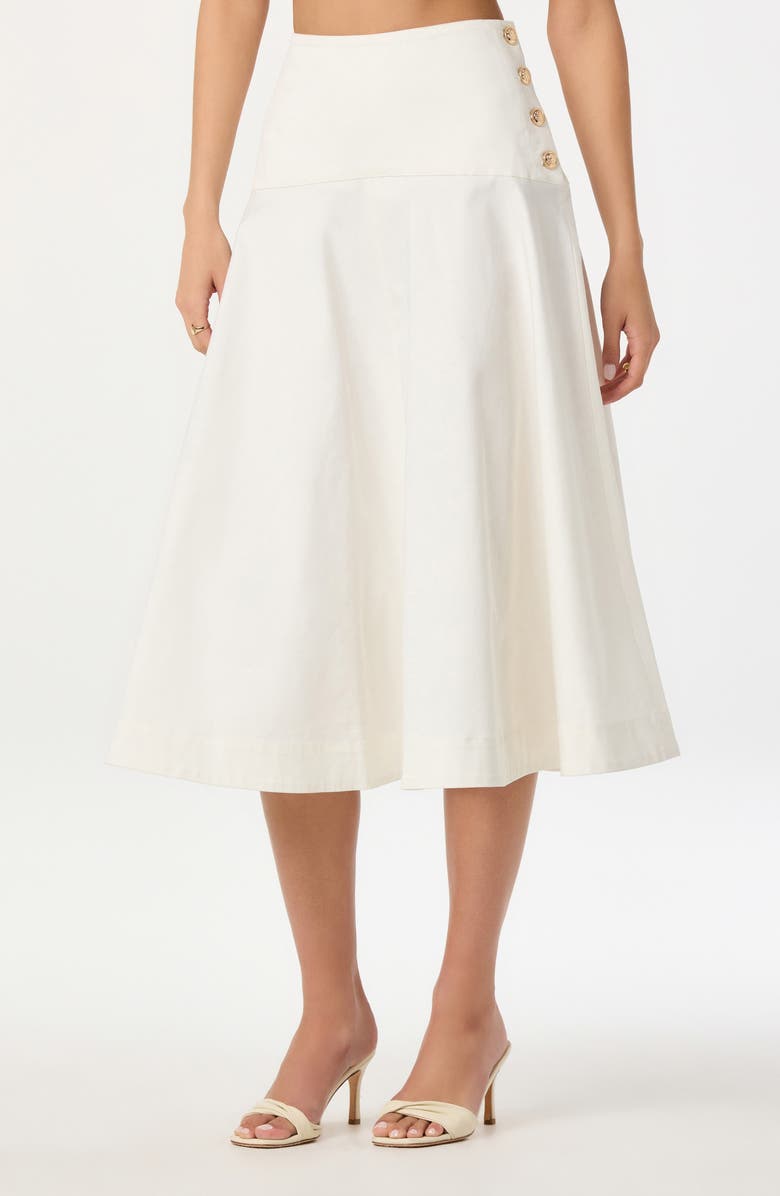 Drop Waist Stretch Cotton Midi Skirt