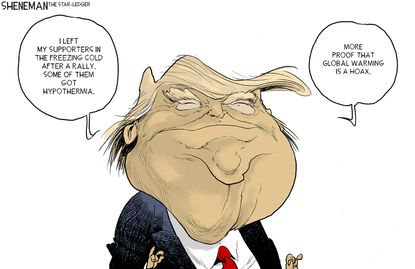 Political Cartoon U.S. Trump rally climate change